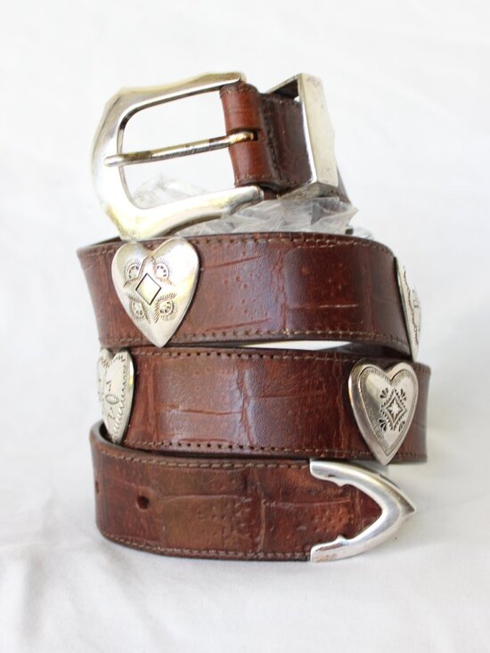 Brighton Accessories - Brighton leather Silver Tone Medallion heart Concho Belt Cowgirl Southwest L